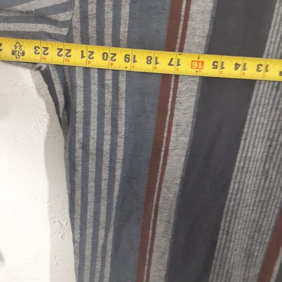 KARMAN Adult Mens L Pearl Snap Shirt Gray Cowboy Western Plaid Flannel - Picture 8 of 9